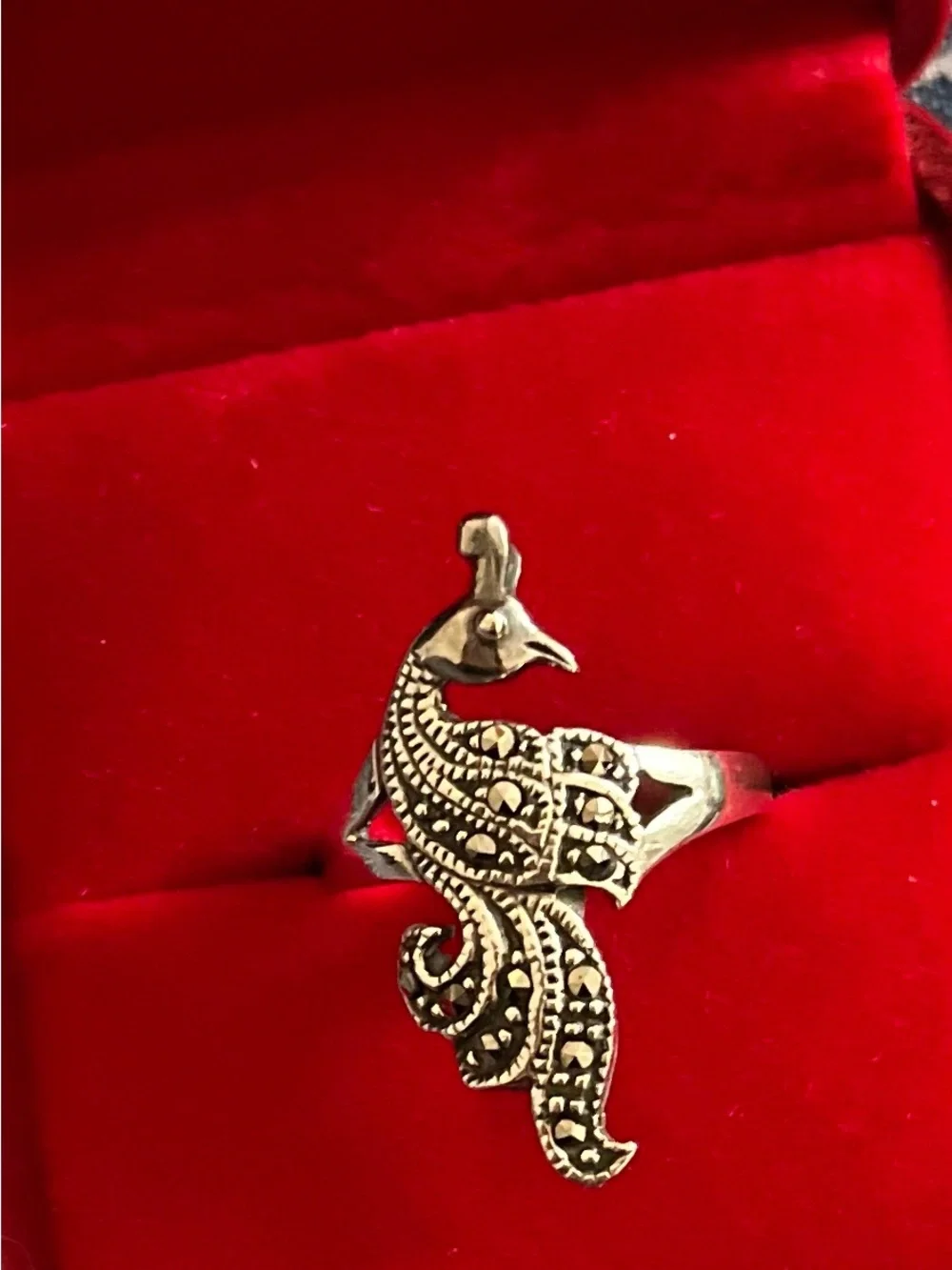 NEW 925 Peruvian Sterling Silver Peacock Statement Ring - Size 8